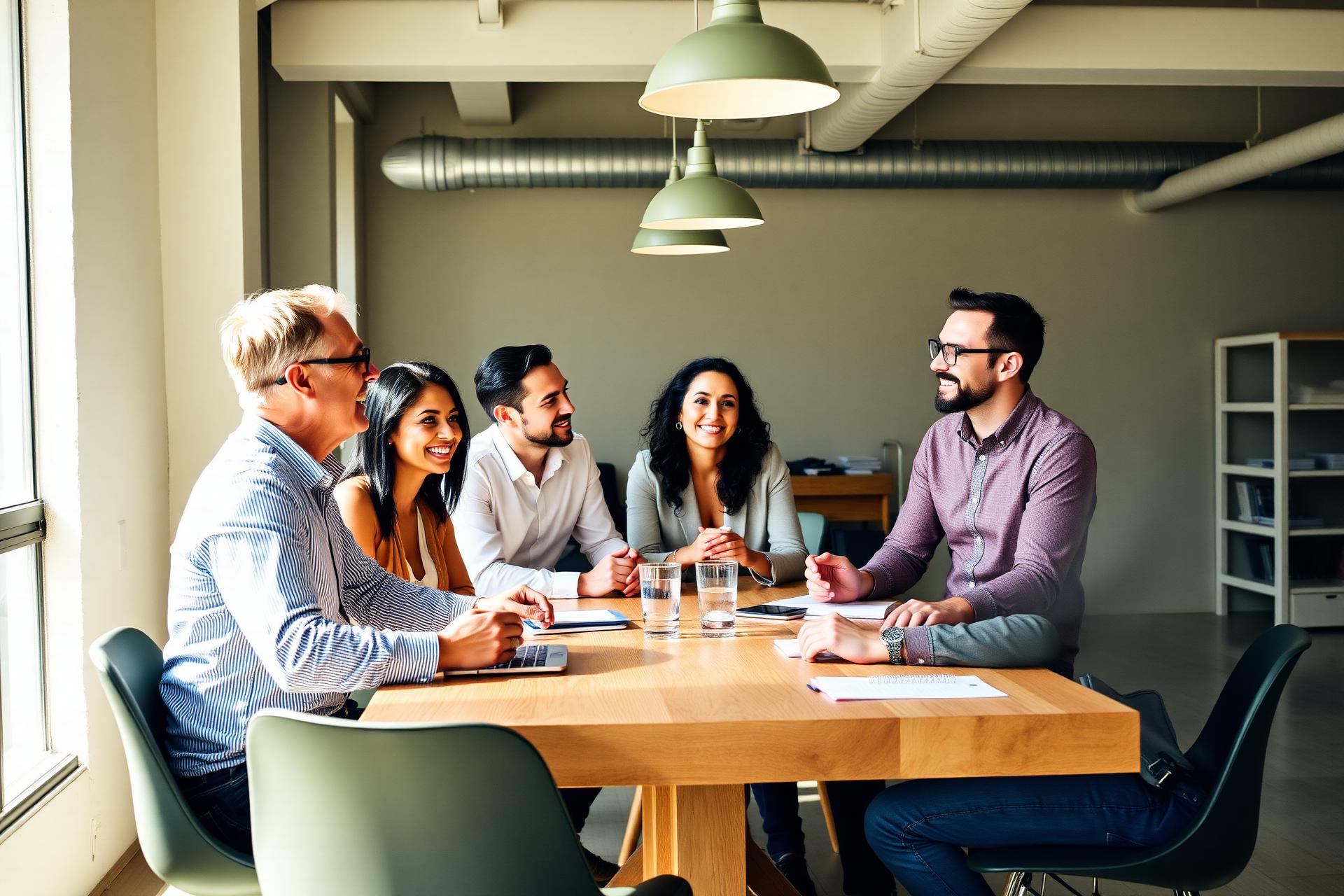 Business leadership team meeting around a conference table during an operational strategy session